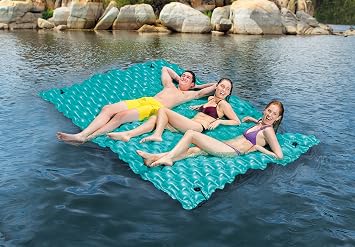 Intex 56841EP Giant Inflatable Floating Water Mat Relaxing Platform Pad for Pools and Lakes with 4 Connect 'n Float Connectors, Teal