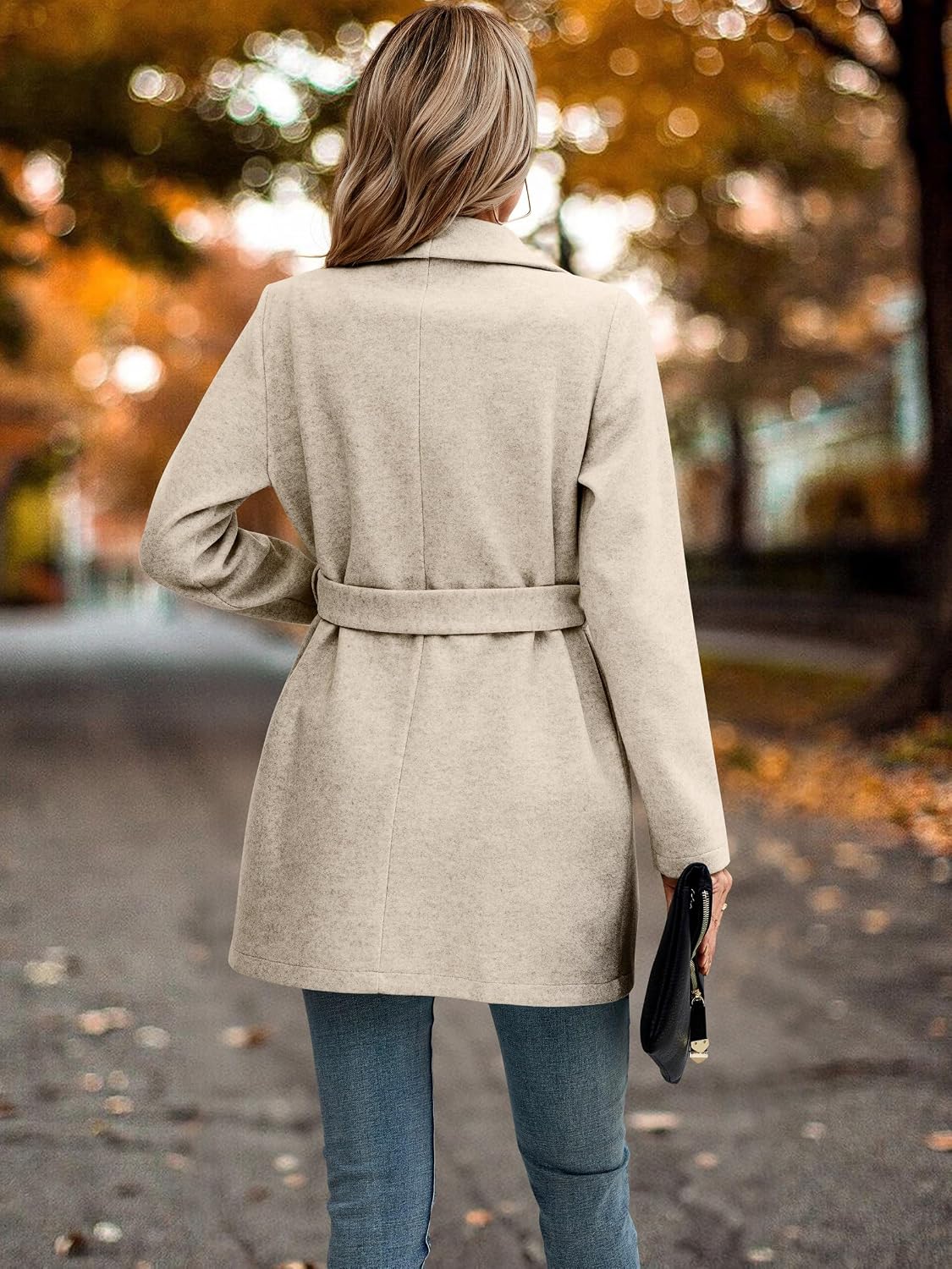 AOVDE Women's Winter Wool Coat: Classic Lapel Collar Jacket