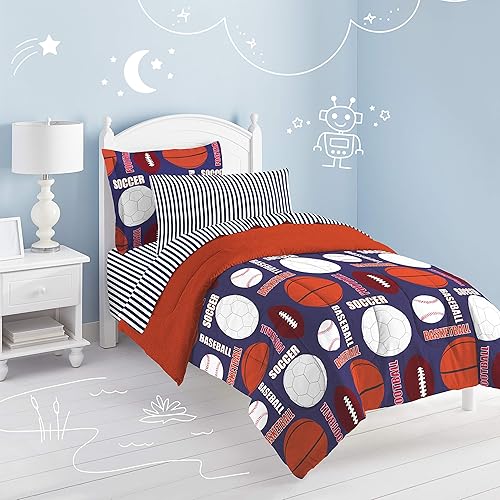 Miniatura 29 de Dream Factory Kids - Juego completo de ropa de cama de 7 piezas, edredón de microfibra súper suave de fácil lavado, tamaño full, azul marino Zodiac