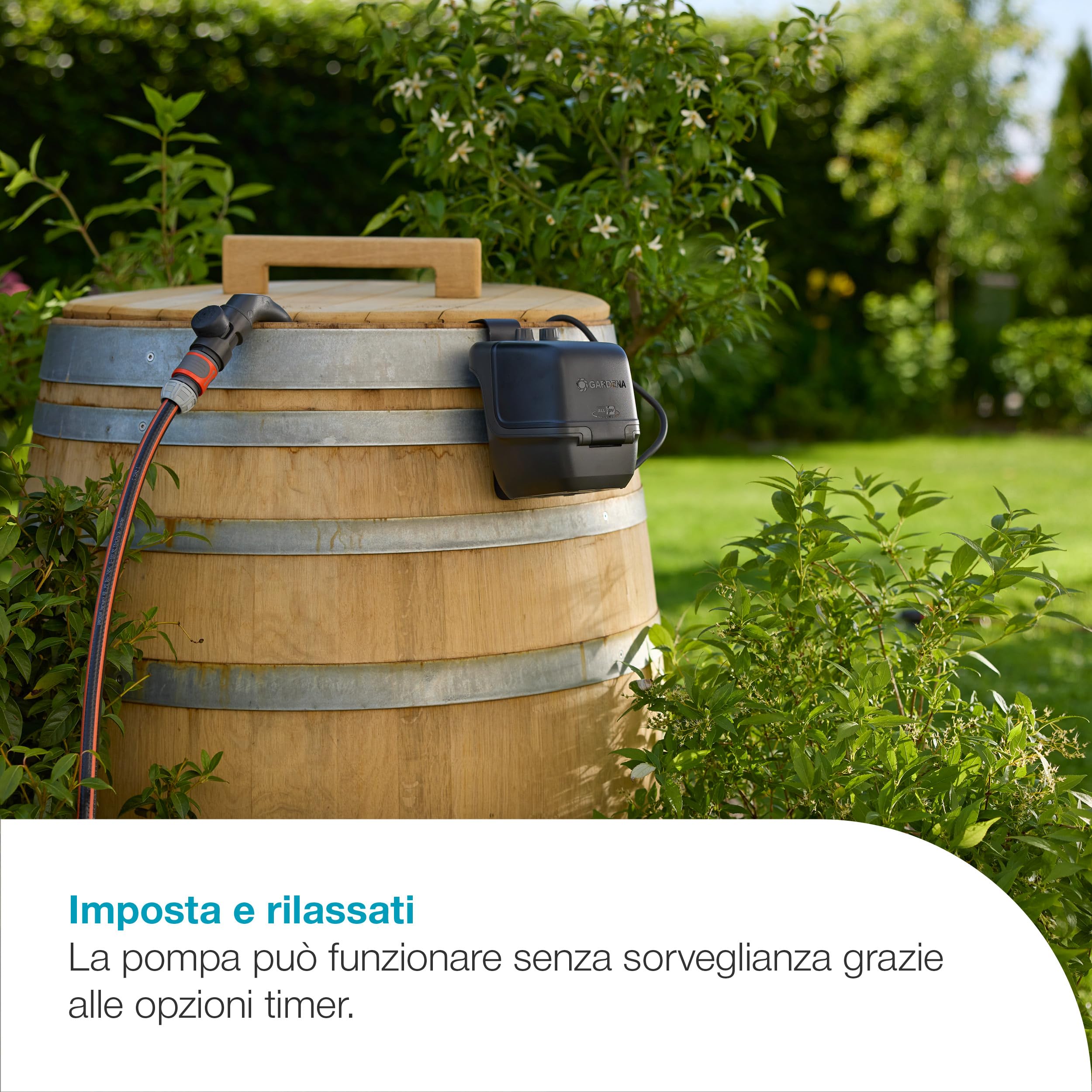 Gardena Pompa Per Cisterna A Batteria 2400 Comfort Automatic 18V P4A Set Pronto All’Uso: Pompa per acqua automatica, Programmazione dell'irrigazione, Timer funzione, Pressione costante (14605-20)