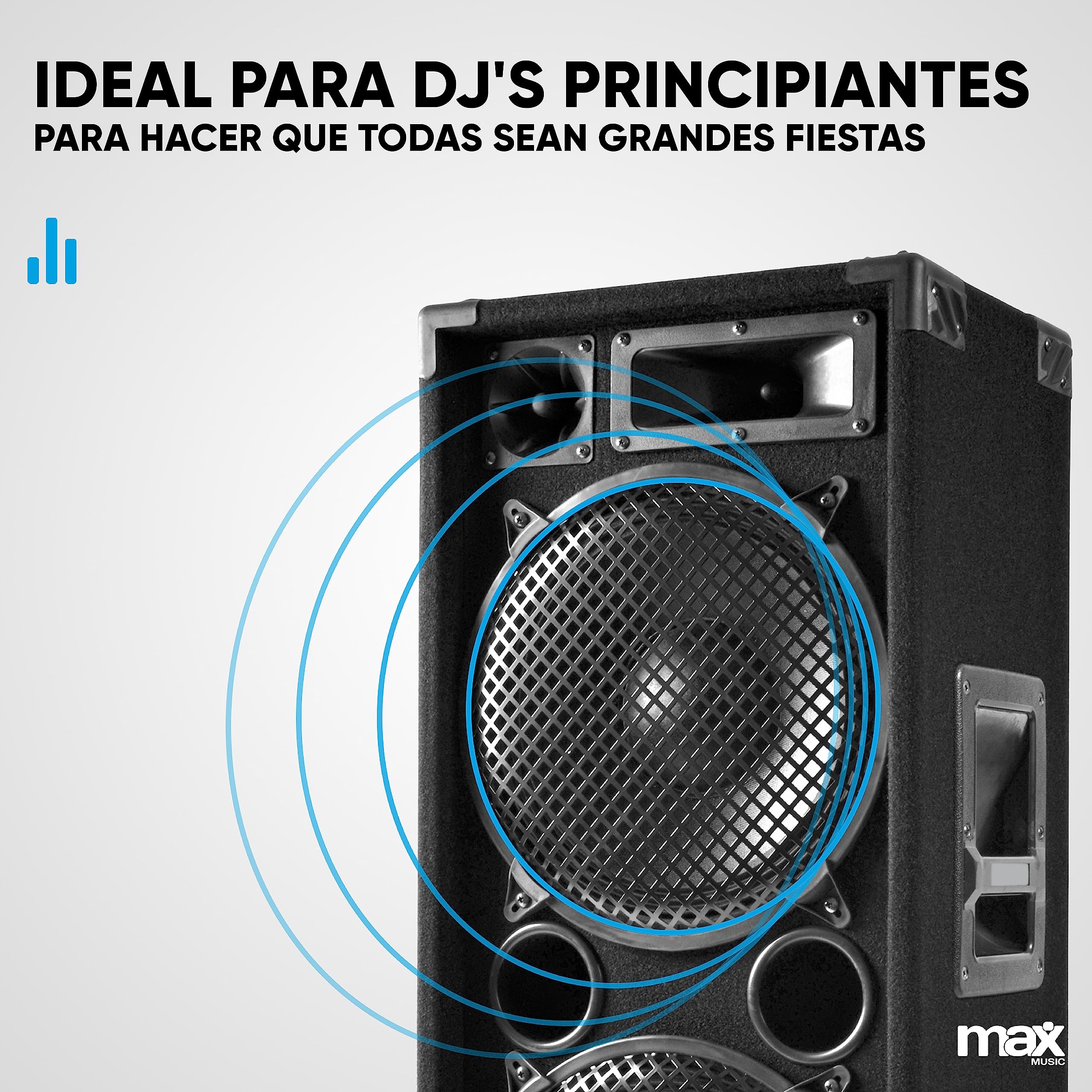 MAX212 Kit de Sono DJ, Amplificador y Mezclador – 2800 W, kit perfecto para principiantes y profesionales, ideal para animar tus veladas negras