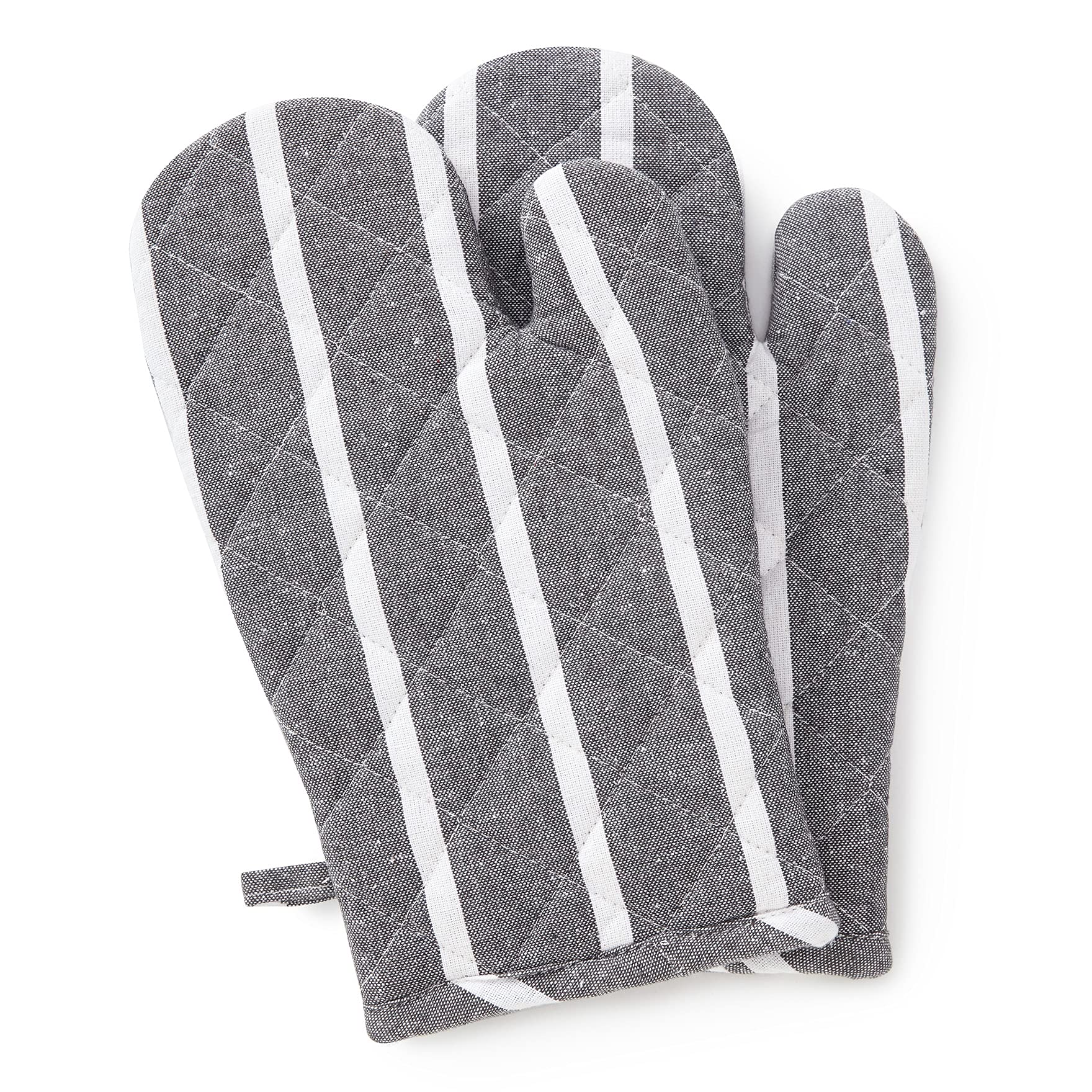 Encasa XO Oven Gloves, Quilted Cooking Mitts, Microwave Safe Grey