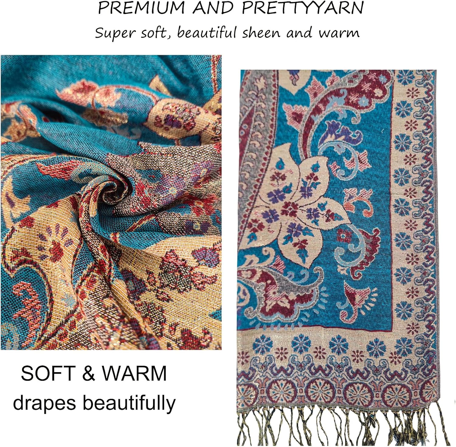 Paisley Pashmina Shawl Wraps for Women Evening Dresses Elegant Soft Rave Scarf Festival Lightweight Scarves Shawls - Image 5