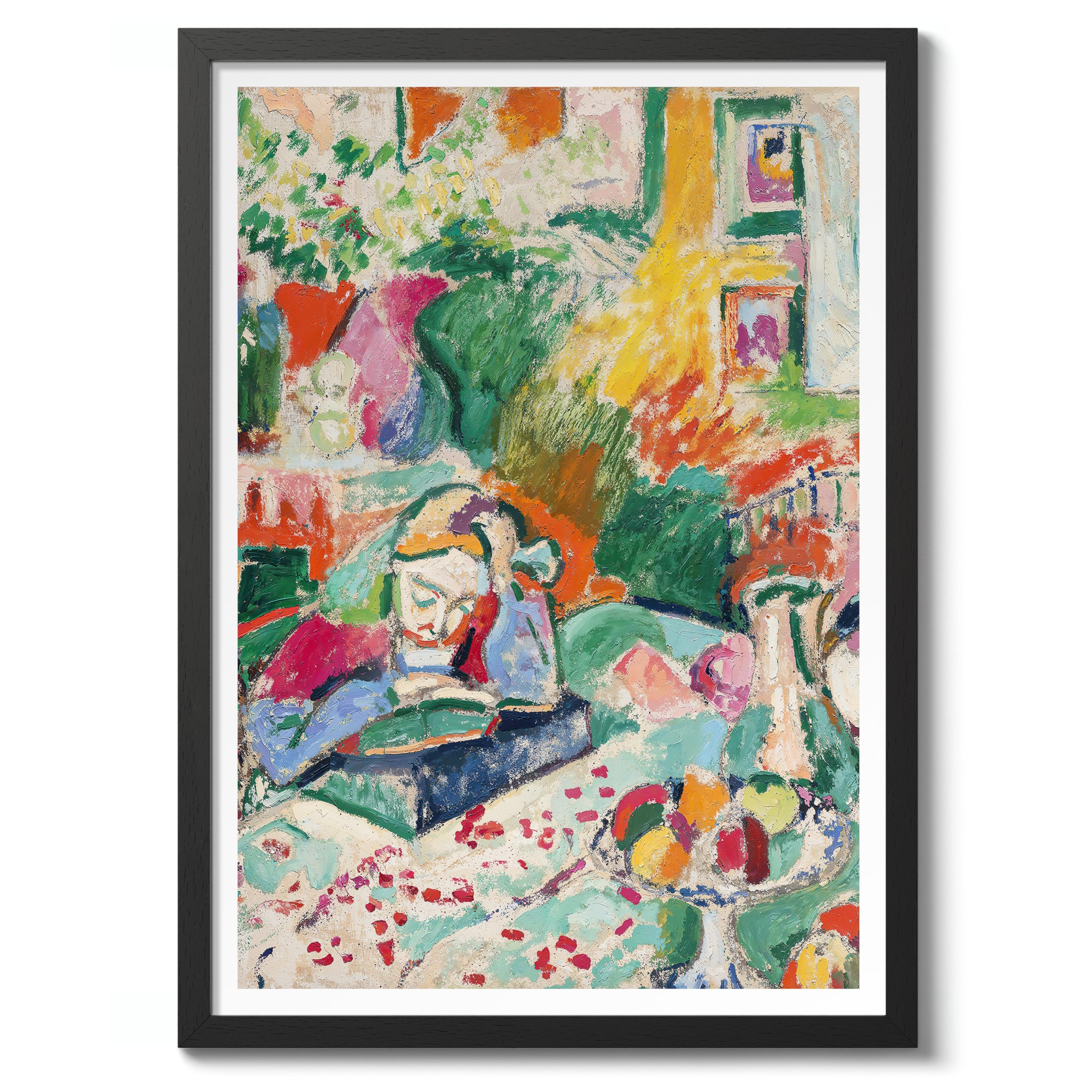 Interior With A Young Girl Henri Matisse Poster. Classic Art Painting Print, Art Exhibition Neutral Wall Art, Modern Minimalist Home Decor Picture, Archival Matte, A3 (Black Frame) - 42x29.7cm