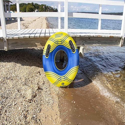 Miniatura 4 de Anillo de piscina inflable de solsticio a rayas - 42 pulgadas - Amarillo y azul