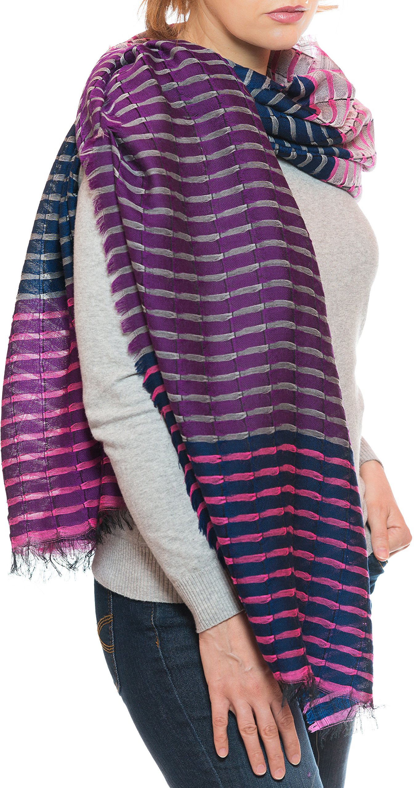 Superfine & elegant wool shawl from Punjab, India - 180 x 70 cm - different designs