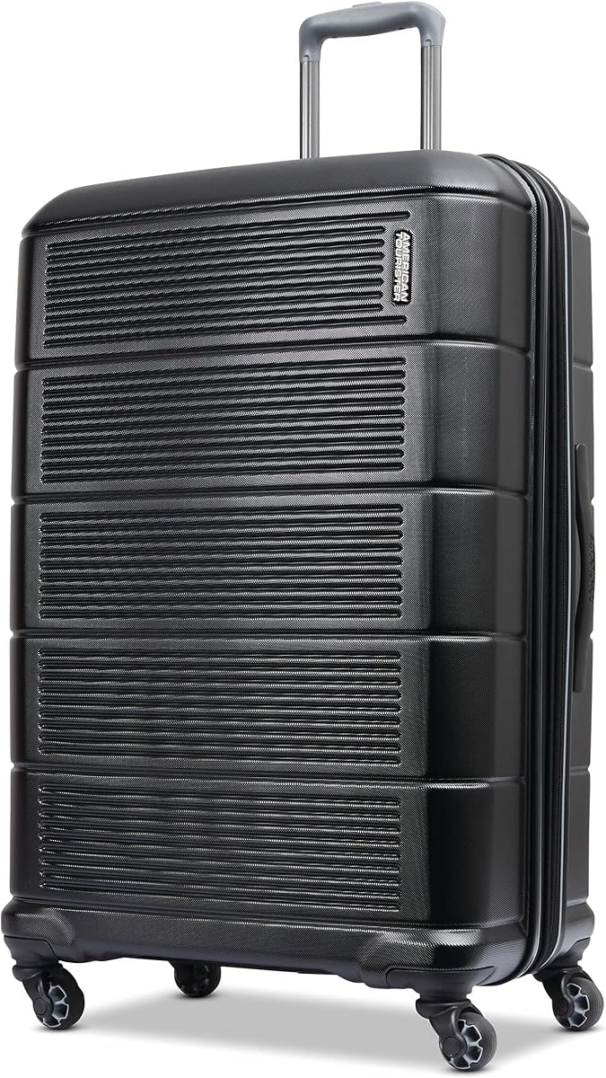 Stratum 2.0 Equipaje rígido expandible con ruedas giratorias, SPINNER de 28", negro azabache