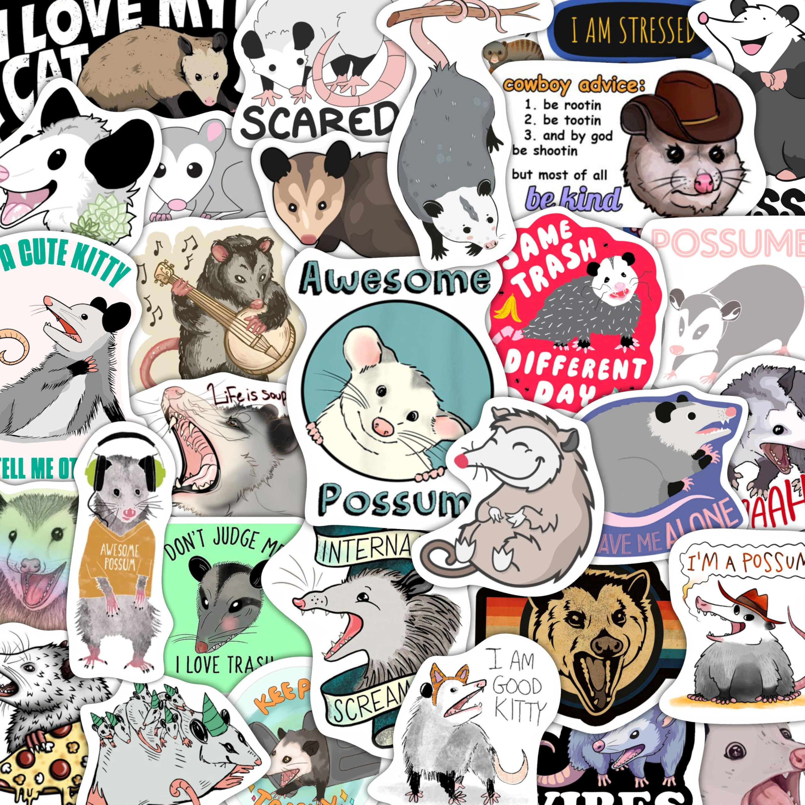 Opossum Stickers, Opossum Stickers, Opossum Gifts, Opossum Party Decoration, Favors Accessories, Pack of 100 — image 1