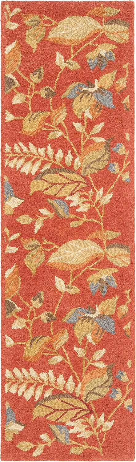 SAFAVIEH Blossom Collection 2'3" x 8' Rust / Multi BLM913A Handmade Floral Premium Wool Runner Rug