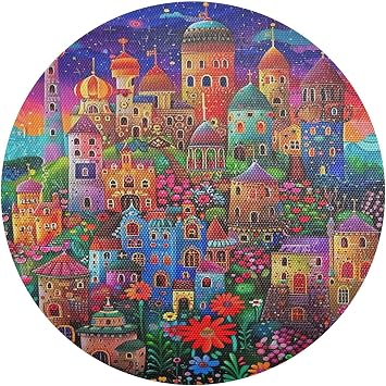 Various Painting Buildings Round Place Mats, Washable Table Placemats, Heat Protecting Placemats, PVC Placemats Round