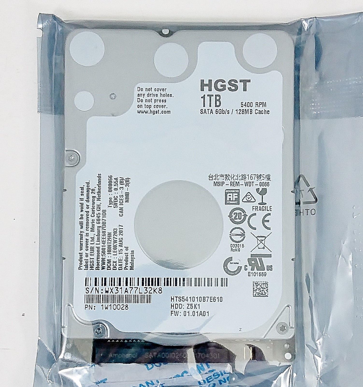 HGST 1W10028 - Travelstar Z5K1-1 TB 5400rpm - SATA-600-128MB Cache - Warranty: 3Y