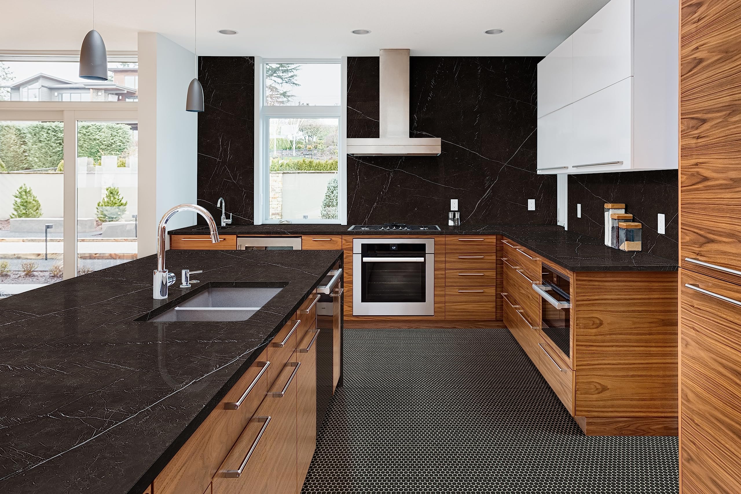 MSI Nero 11.63 inches x 12.63 inches Penny Round Matte Porcelain Tile for Kitchen Backsplash, Floor Tile, Wall Tile for Bathroom, Shower Wall Tile, Mesh Mounted Mosaic Tile