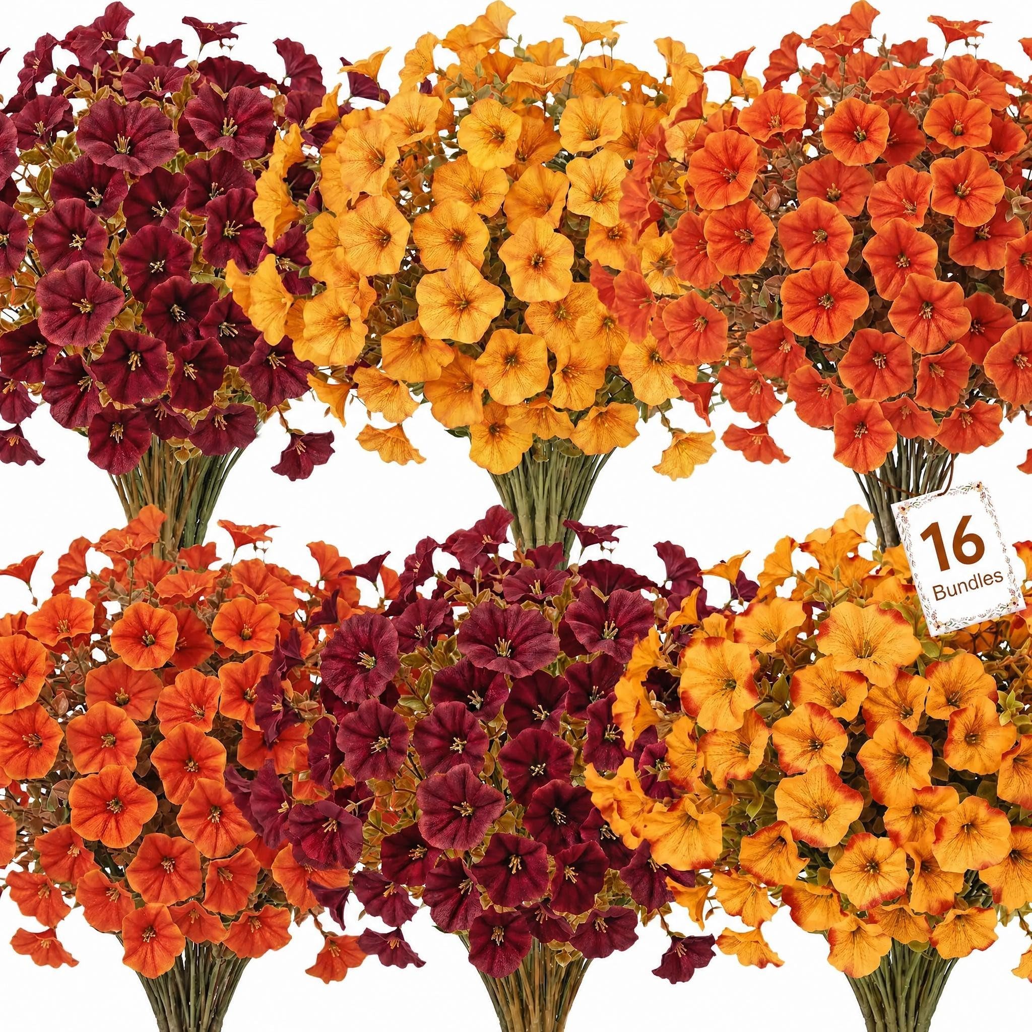 JoyeuVie Autumn Artificial Flowers 16 Pcs Fall Decorations for Home Decor