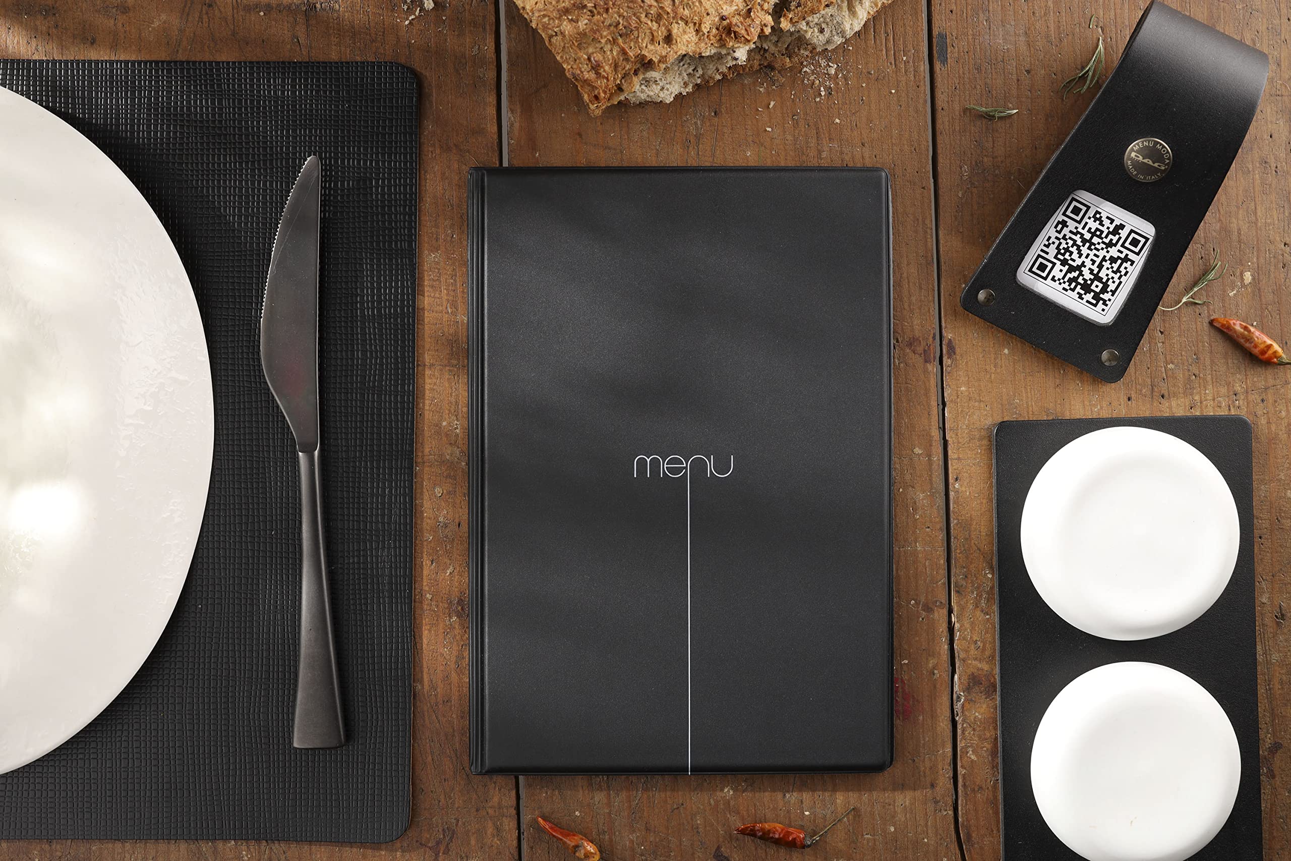 DAG STYLE Line Risto, Menü, speisekarten Restaurantbox 10 Stück, Format A5, PVC, Made in Italy, Plastiktüten, Schwarz