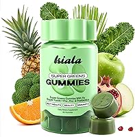 Kiala Super Greens Gummies: 11x Organic Greens, Pre/Pro/Postbiotics, Fiber for Gut Health, Digestion & Energy - Dairy-Free Vegetarian 60ct