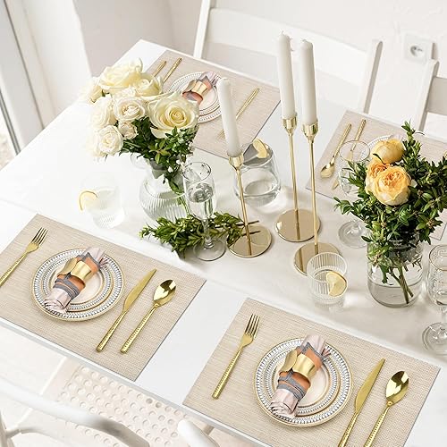 Miniatura 7 de SLKQG Juego de 6 manteles individuales de vinilo, fáciles de limpiar, modernos, duraderos, lavables, resistentes al calor, para la mesa de la