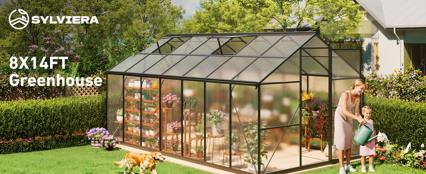 Amazon.com : SYLVIERA 8x14FT Walk-in Greenhouse with Hygrometer