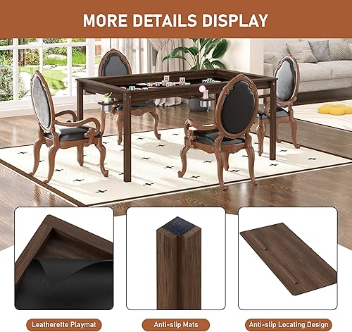 Miniatura 6 de Mesa de juego de mesa de madera maciza, mesa de juegos y comedor con espacio grande de juegos de 58 x 33 pulgadas y parte superior extraíble,