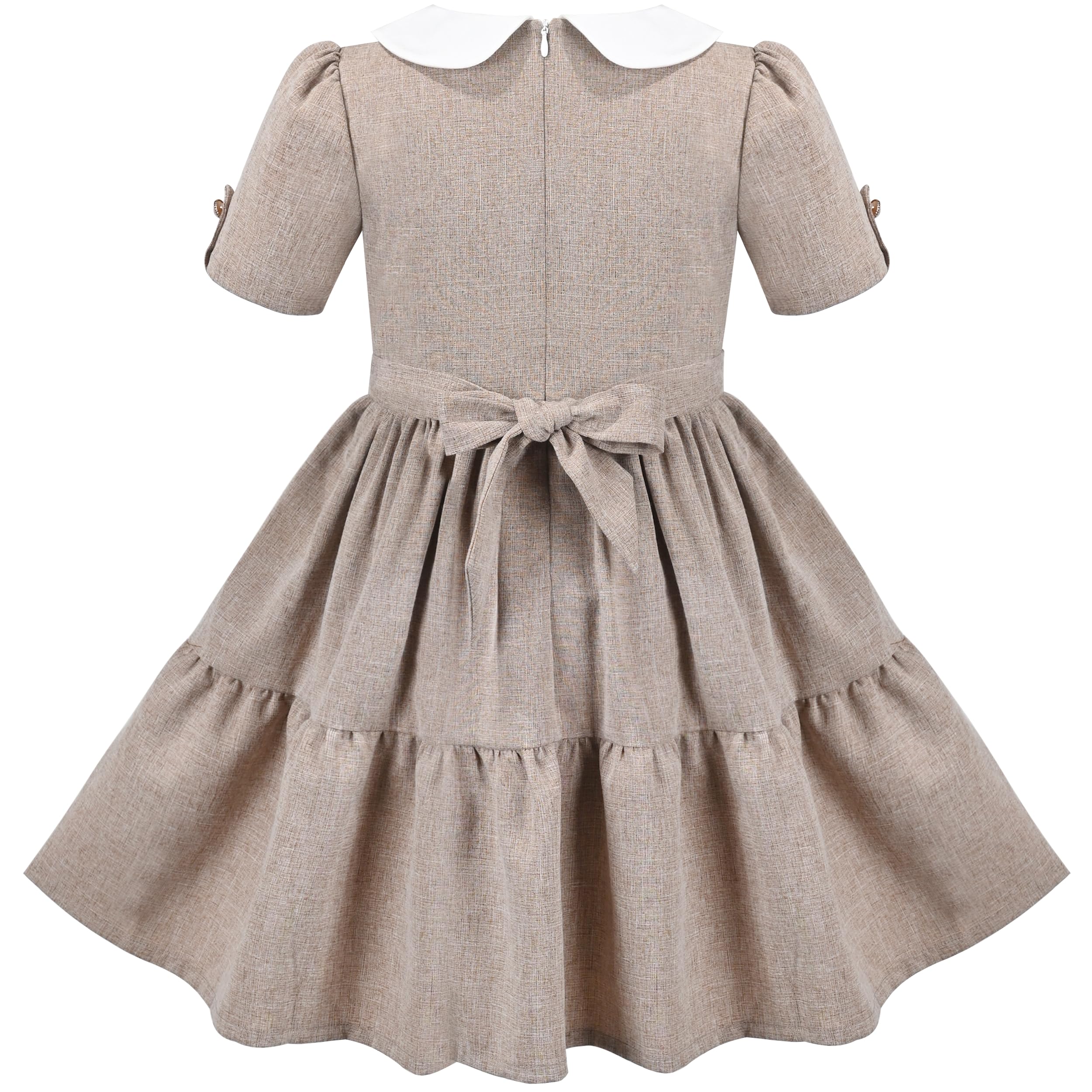 Vestido para Niña Morado Arcoíris Cuello Blanco Casual Cumpleaños