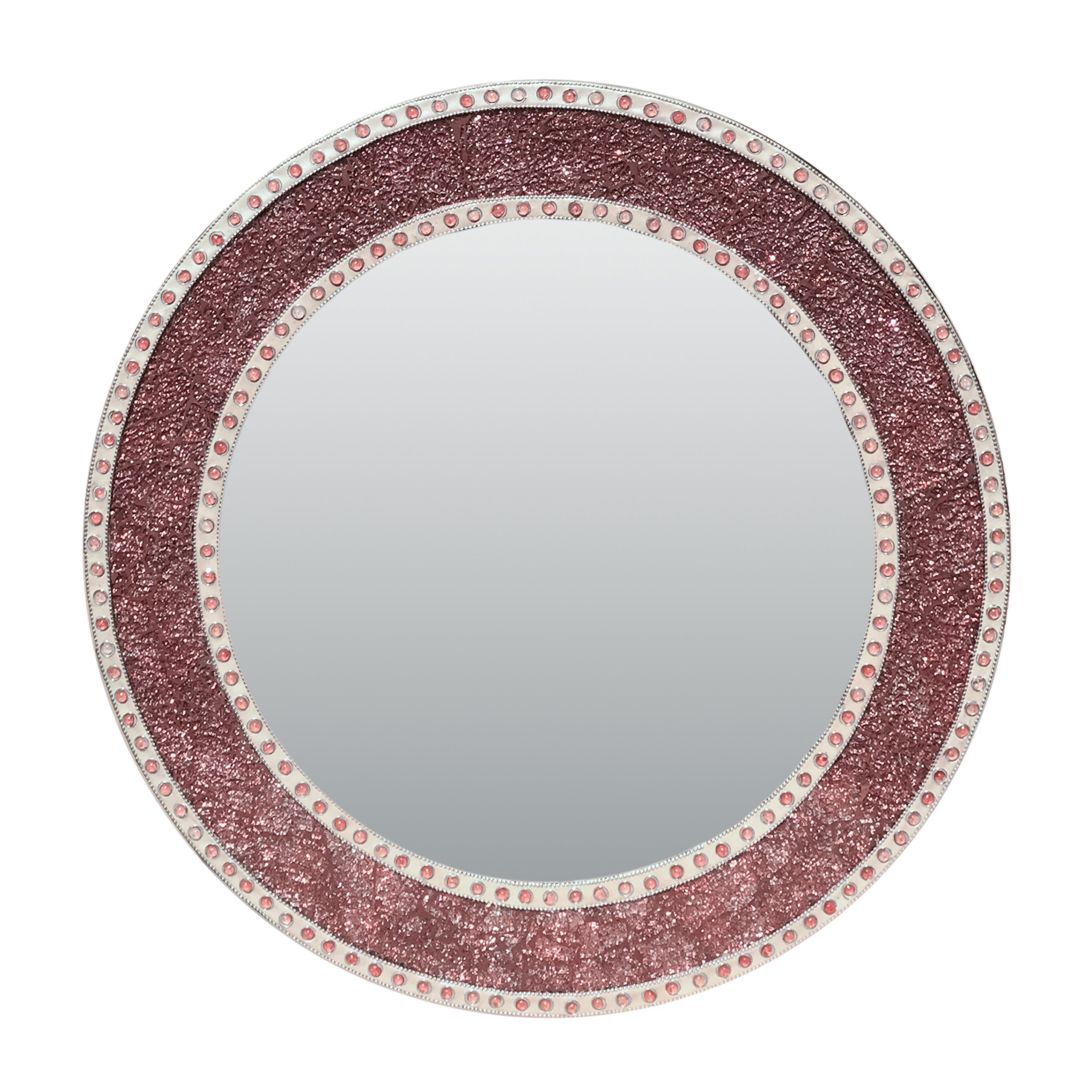 Buy DecorShore 24 Inch Rose Gold Framed Wall Mirror, Round Crackled