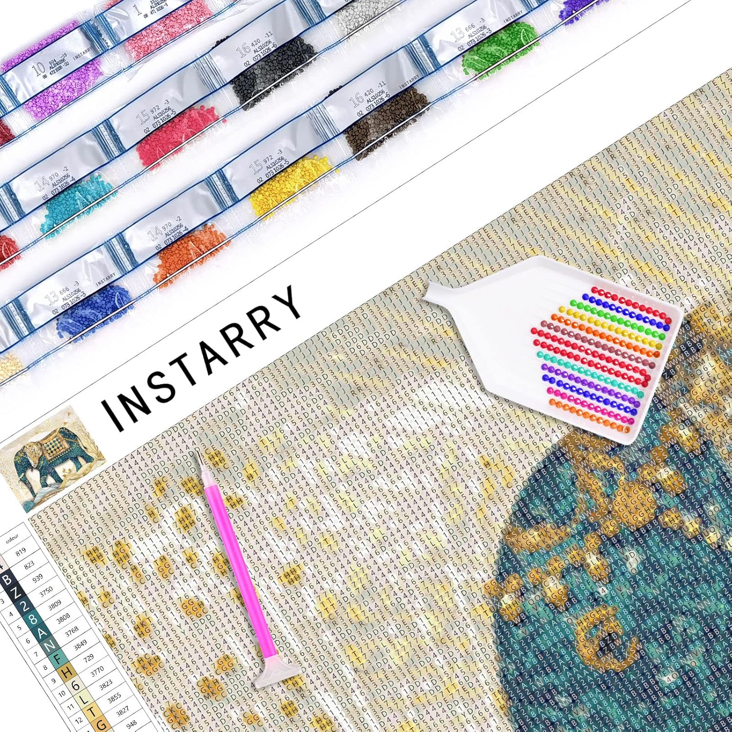 Instarry DIY 5D Diamond Painting Large Size Elephant Rhinestones Embroidery Wall Decorations for Living Room Art Set 29.5x19.7 inch