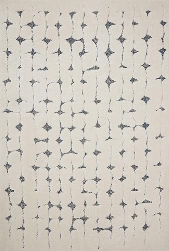 Loloi II Hagen HAG-04 - Alfombra geométrica blanca y azul marino, 2 pies y 7 pulgadas x 10 pies y 10 pulgadas