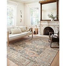 Loloi Margot Collection MAT-03 Ocean/Spice 7'-6" x 9'-6" Area Rug feat. CloudPile, No-Shed Easy Clean Large Patterned Area Rug for Living Room, Bedroom, Dining Area