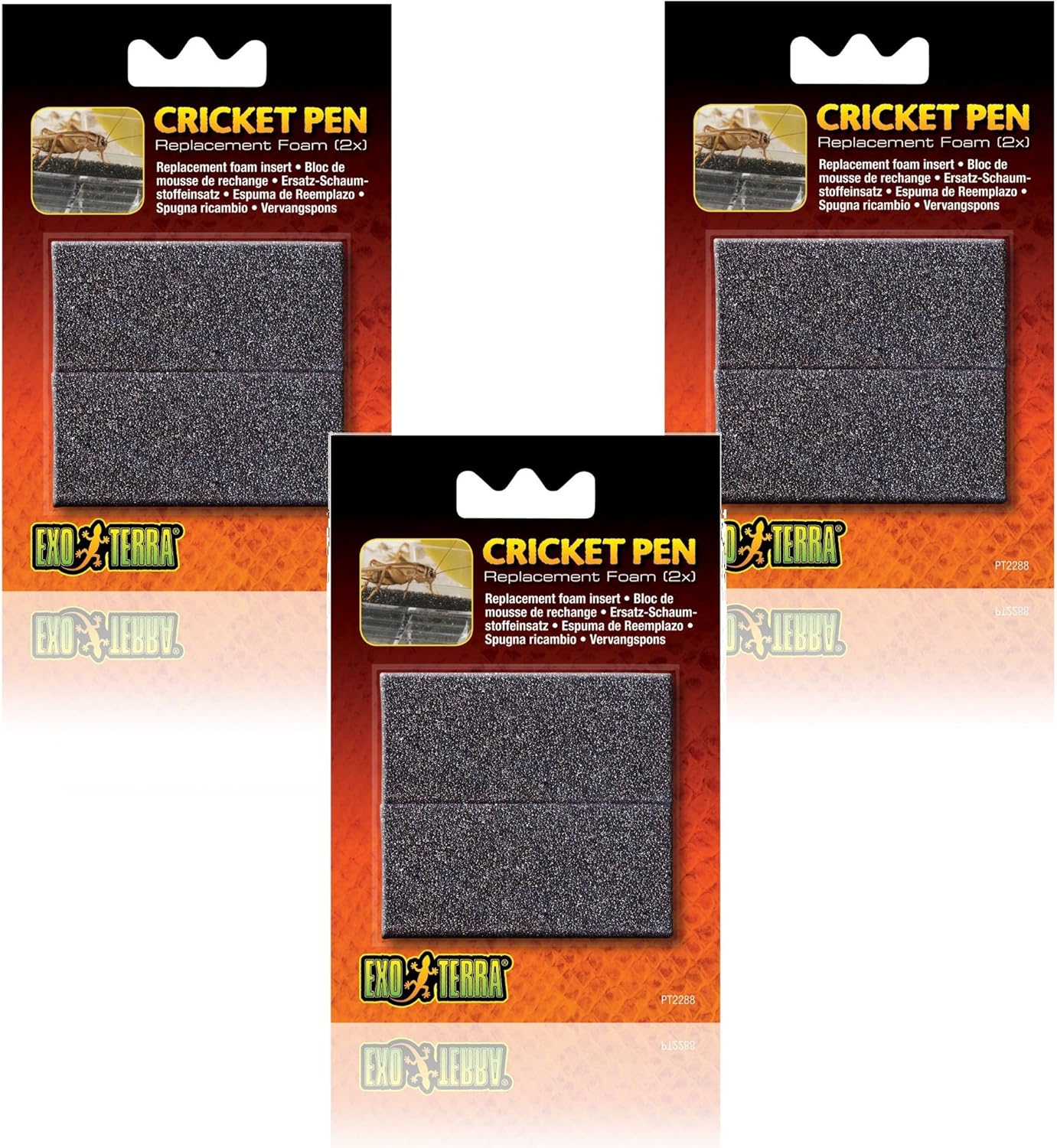 (3 Pack) Exo Terra Replacement Sponges Cricket Pen, 2 Sponges each