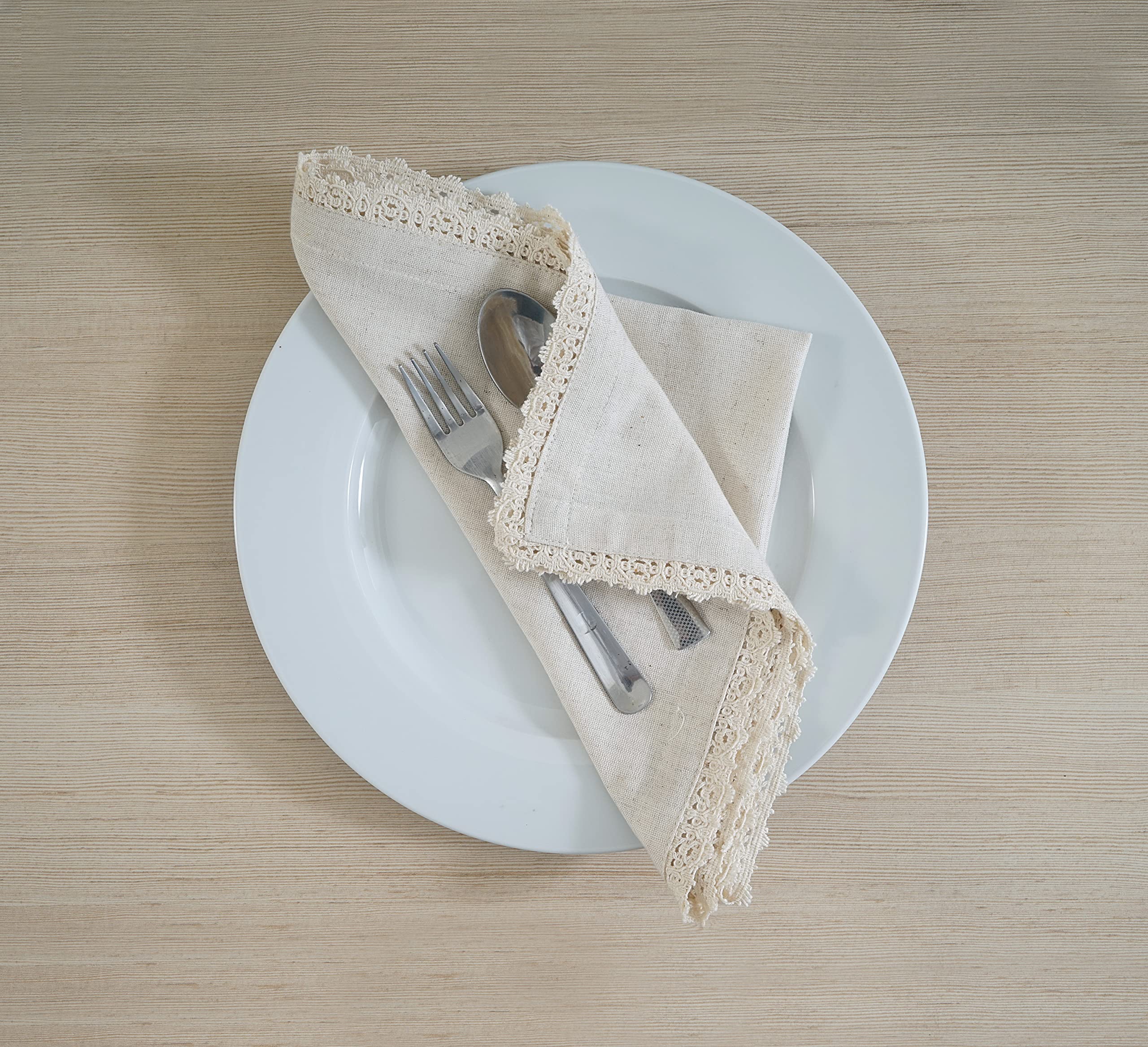 FINGERCRAFT Cloth Napkin with Classic lace, Cotton Linen Blend Fabric, Mitered Corner pre-Shrunk and Good Absorbency (Ivory, Set of 12/ 12in) (B09RQWSFPZ) Amazon Price History, Amazon Price Tracker
