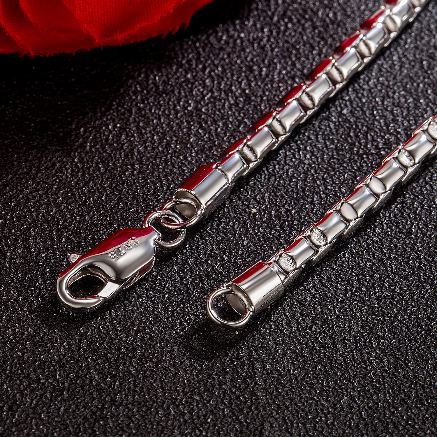 Dankadi Bracciale a maglia veneziana fine 3 mm 5 mm in 925 argento, catena a forma di scatola quadrata rotonda, chiusura morbida Rolo fine design italiano da 6,3" a 9" regalo di gioielli per uomo
