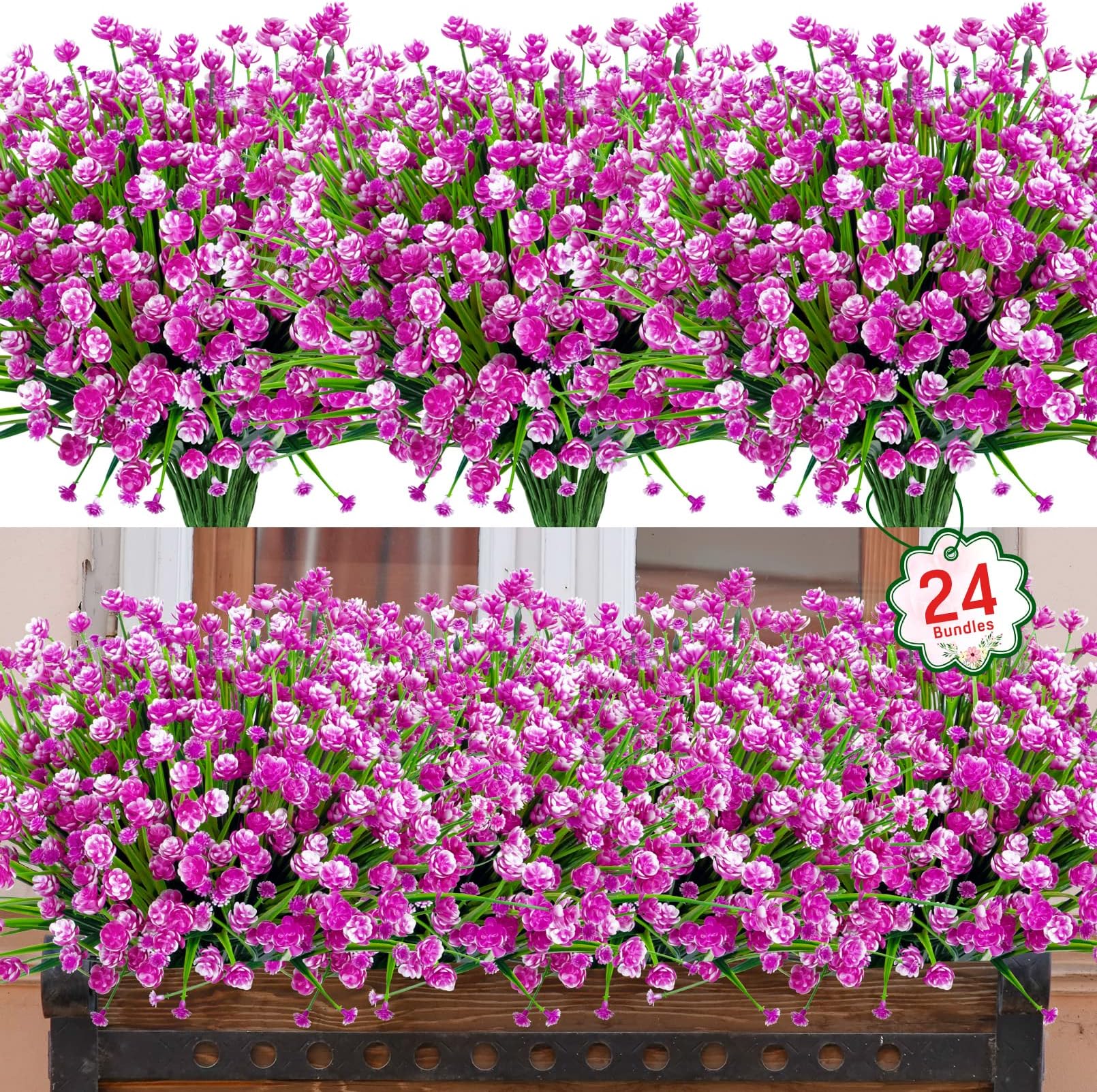 10 Bundles Artificial Colorful Eucalyptus - UV Resistant Fake Plants For Outdoor Porch & Patio Decor - View #8