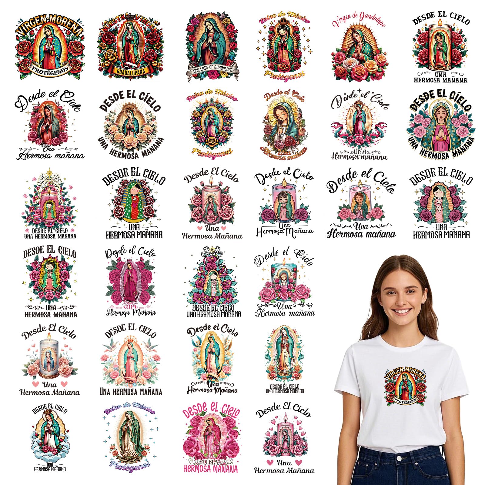Amazon.com: Falueqg Dtf Transfers Ready to Press - 30Pcs Guadalupe