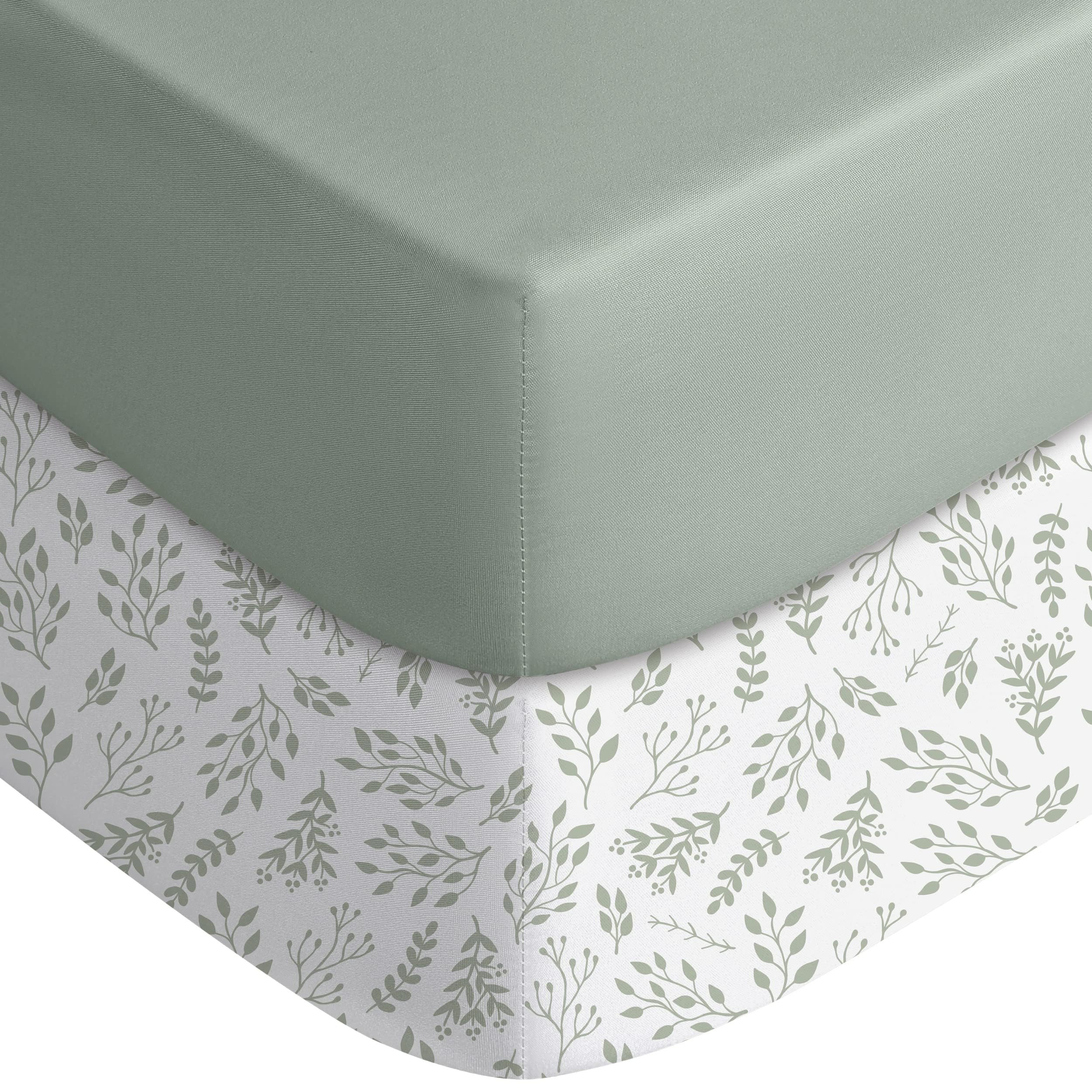 2-Pack Baby Crib Sheets 52x28 (Green+Leaf) M33530