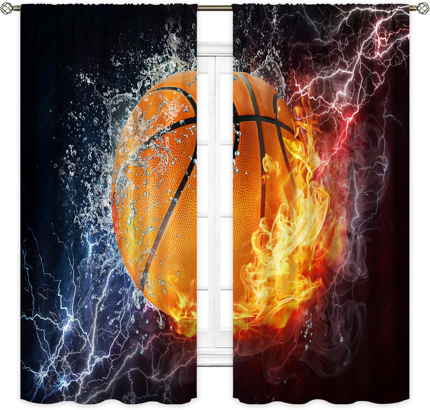 Cinbloo Soccer Sport Boys Curtains 42Wx63H Inch Rod Pocket Football Black White Graffiti Funny Sketch Unique Cool Art Printed for Kids Teens Living Room Bedroom Window Drapes Treatment Fabric 2 Panels