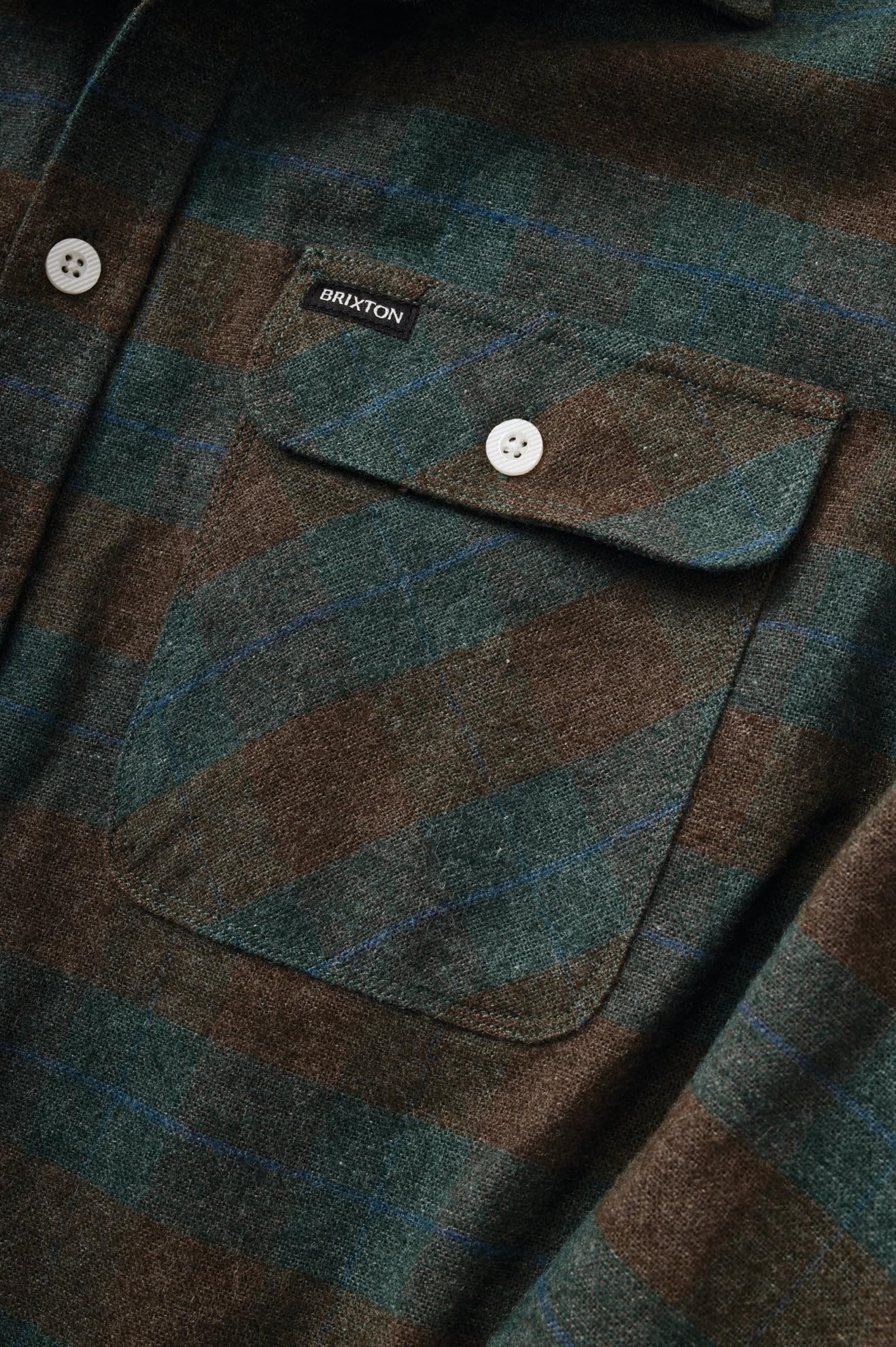 BRIXTON Bowery-Franela de Manga Larga Camisa Abotonada para Hombre