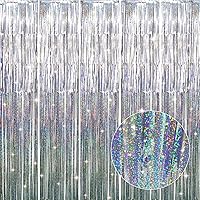 Vista 40 de GOER - Cortinas de tiras metálicas/oropel para fiestas, telón de fondo para fotos, cumpleaños, graduaciones, Año Nuevo, bodas, de 3.2 x 9.8 pies