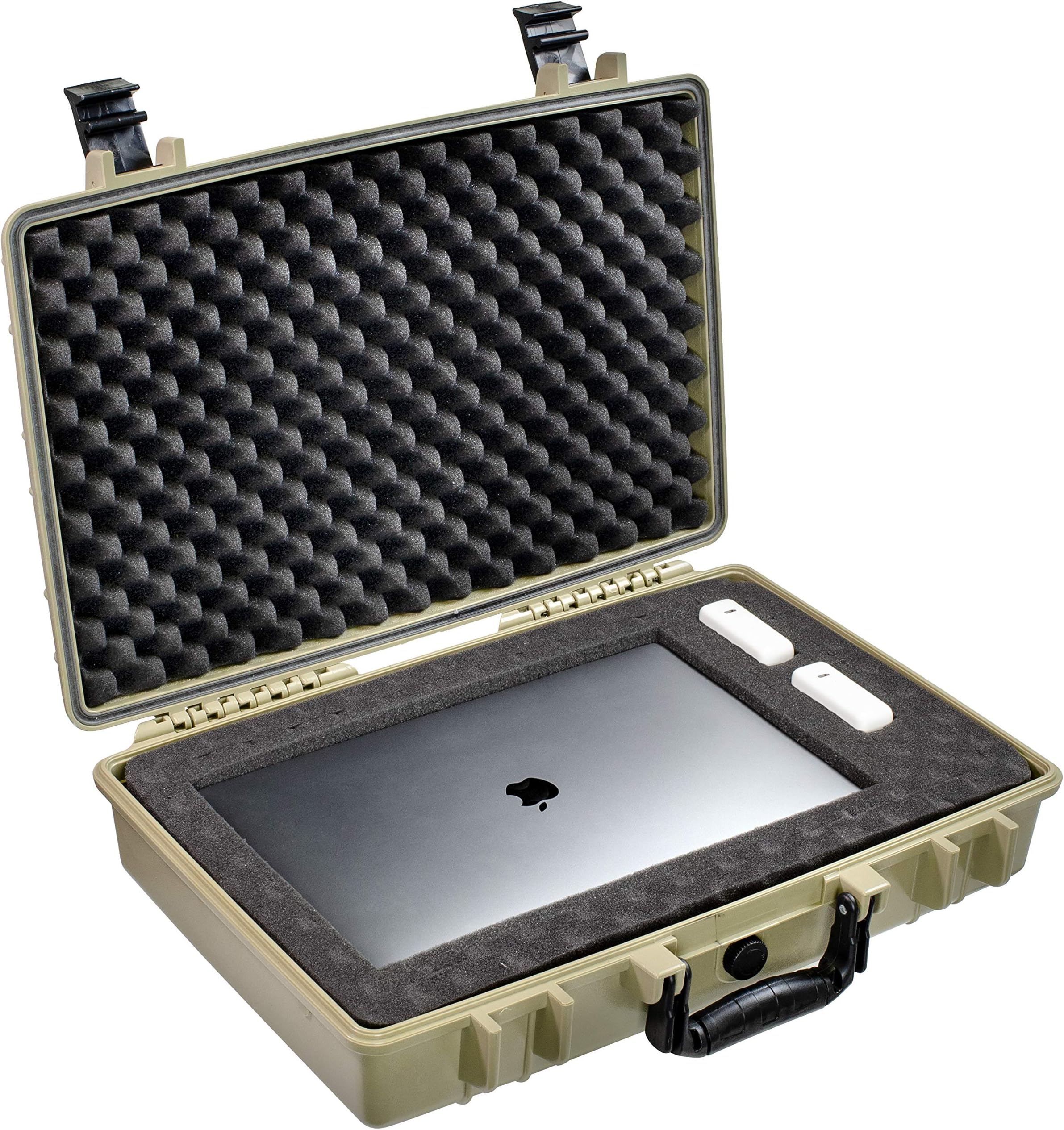 Eylar Medium 20" Protective Hard Case for Laptops, Cameras, Tools, and Equipment with IP67 Waterproof, Shock Resistant, and Customizable Foam Inserts (Tan)