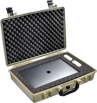 Eylar Medium 20" Protective Hard Case for Laptops, Cameras, Tools, and Equipment with IP67 Waterproof, Shock Resistant, and Customizable Foam Inserts Tan