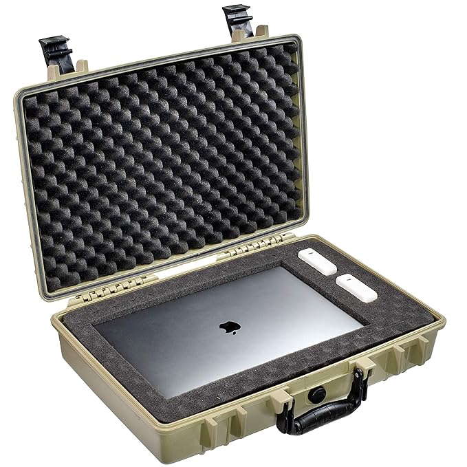 Medium 20 inch Protective, Camera, Tools, Equipment Laptop Hard Case Waterproof w/ 3 Foam Layers (Tan FDE)