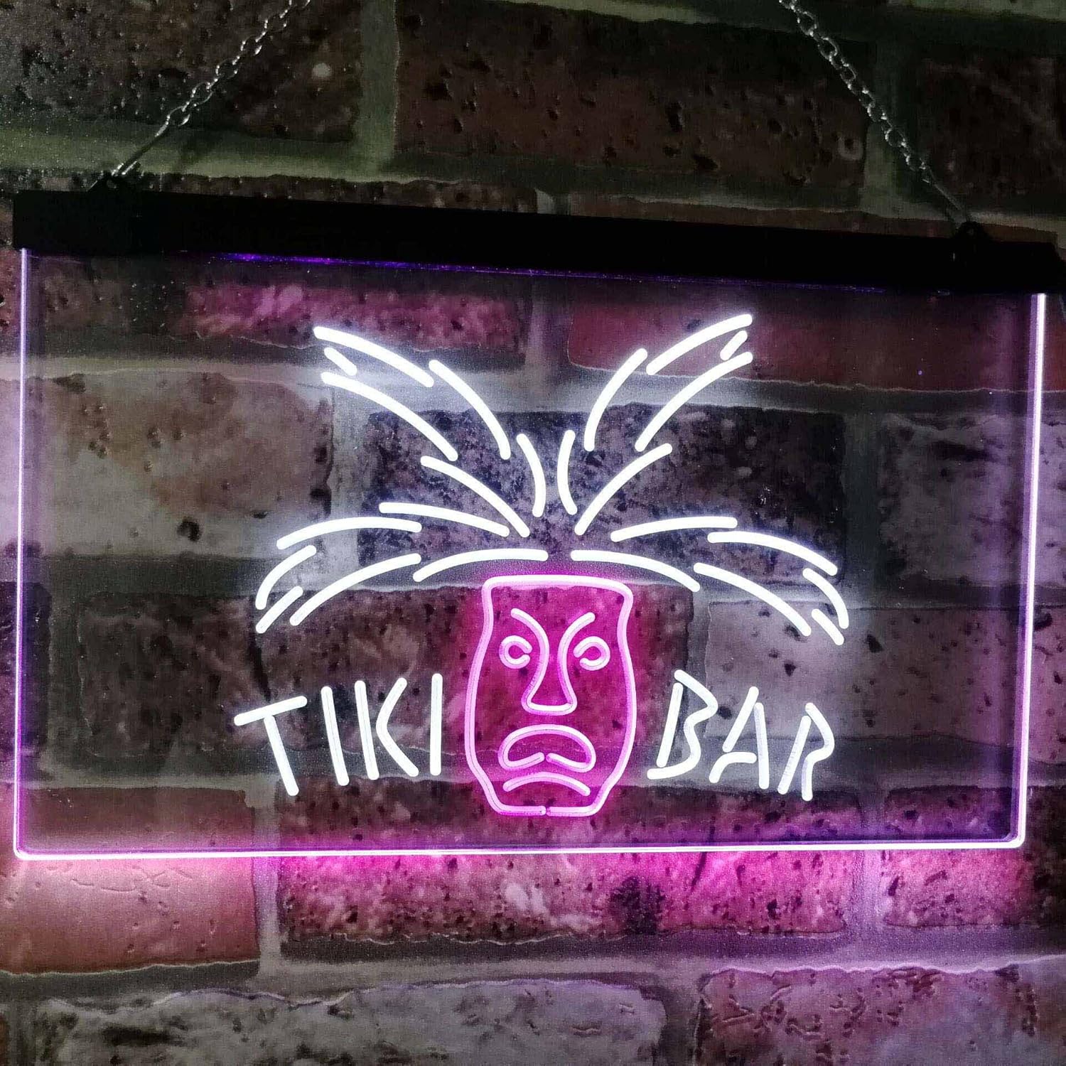 ADVPRO Tiki Bar Mask Pub Club Beer Drink Happy Hour Dual Color LED Neon Sign White & Purple 12" x 8.5" st6s32-i2067-wp