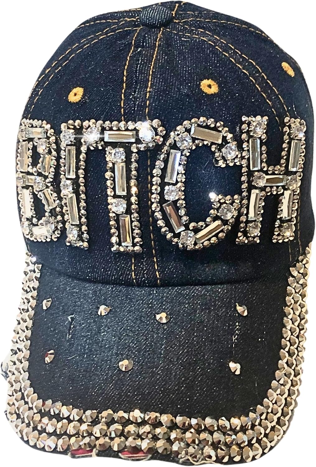 Popfizzy Bling Hat for Women, Rhinestone Baseball Cap, Bedazzled Distressed Denim Hats, Birthday Gifts for Women, Adjustable