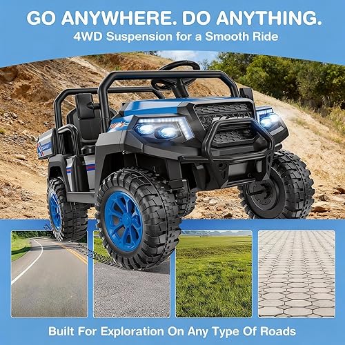 Miniatura 5 de R8 Apex - Juguetes de paseo de 24 V para niños grandes, auto 4WD con control remoto, auto eléctrico UTV de 2 plazas, cama de maletero de camioneta,