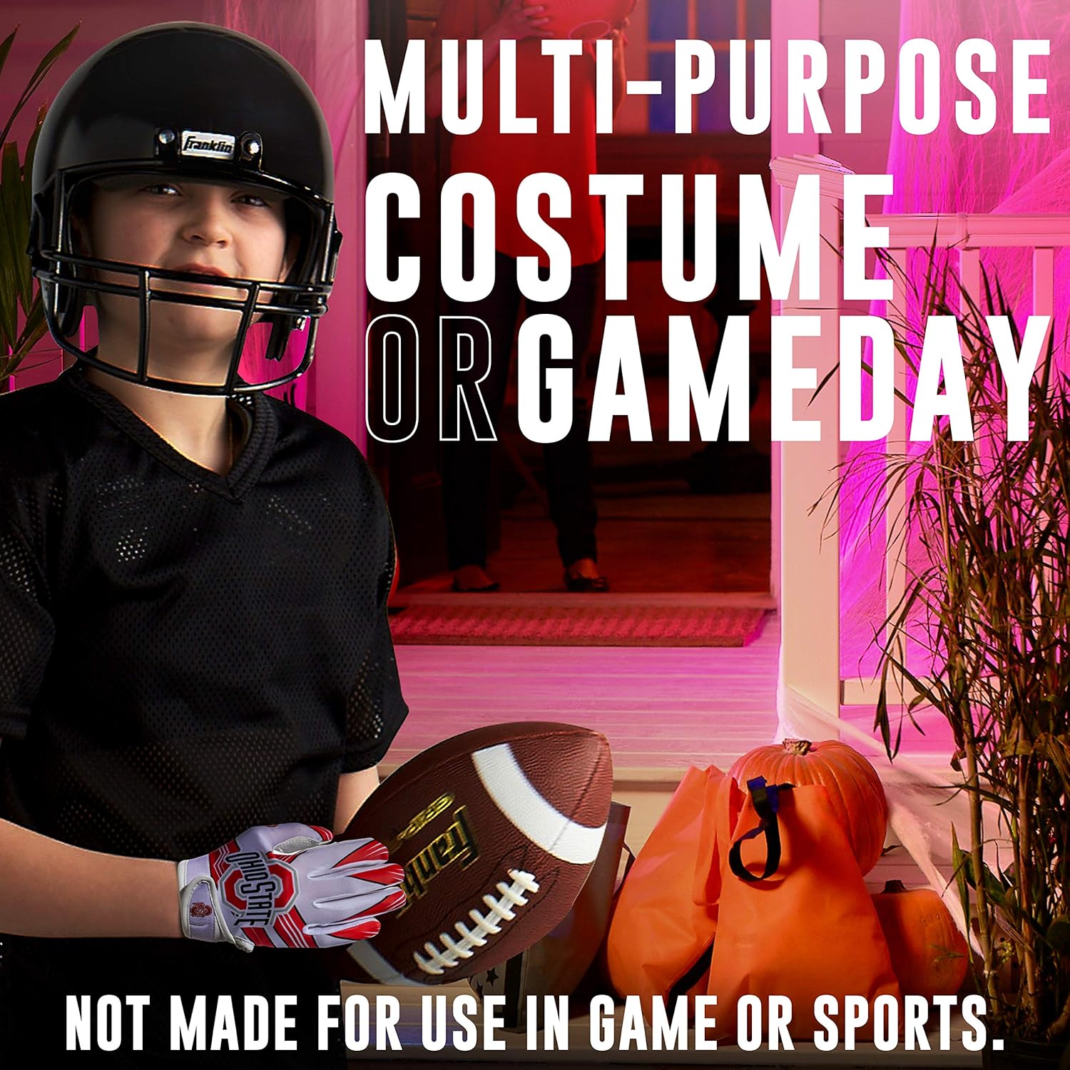 Franklin Sports Youth NCAA Football Receiver Gloves - Receiver Gloves for Kids - NCAA Team Logos and Silicone Palm - Youth Pair - Great for Games & Costumes