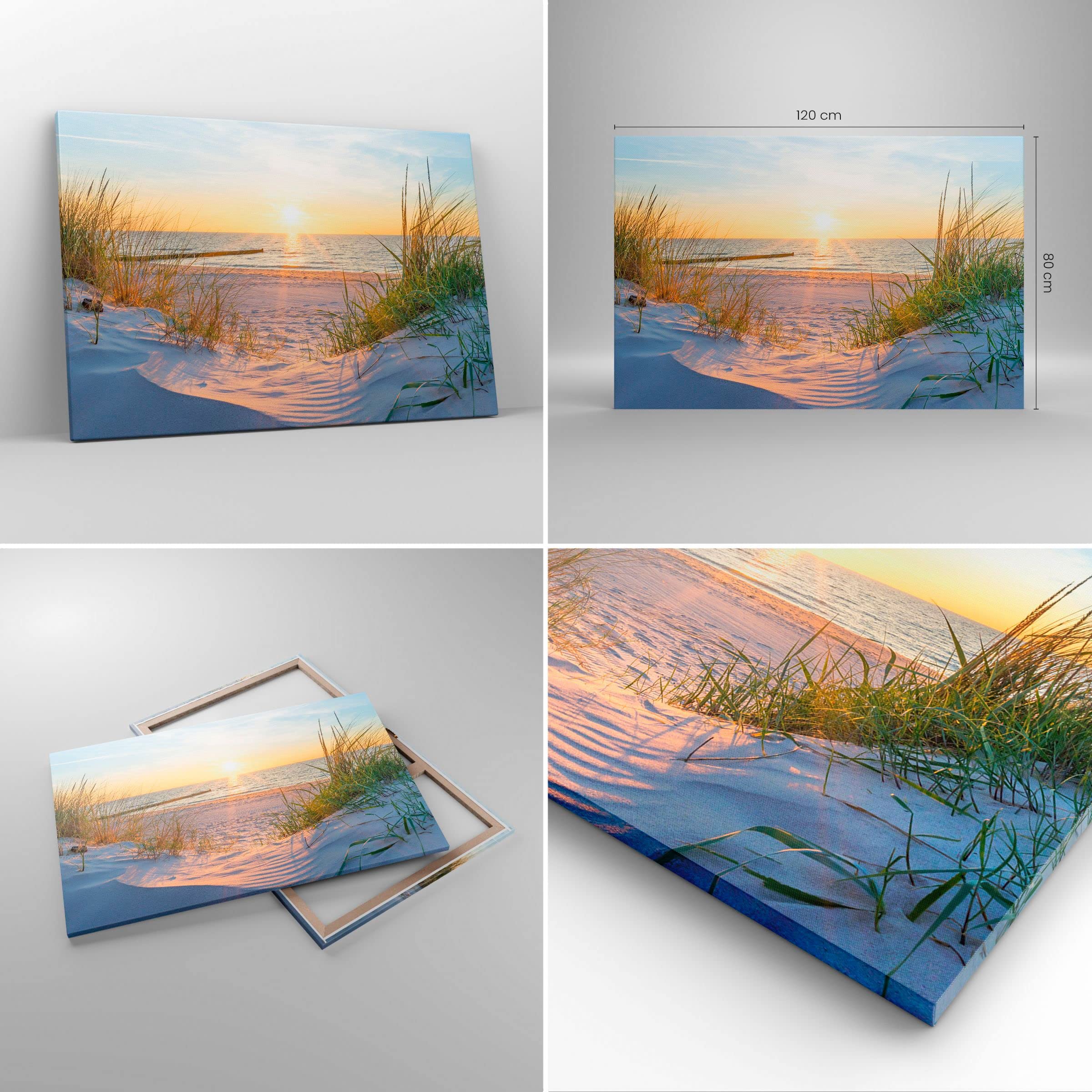 Wandbild Düne Strand Meer Leinwandbild 120x80cm XXL Wanddeko Canvas Art