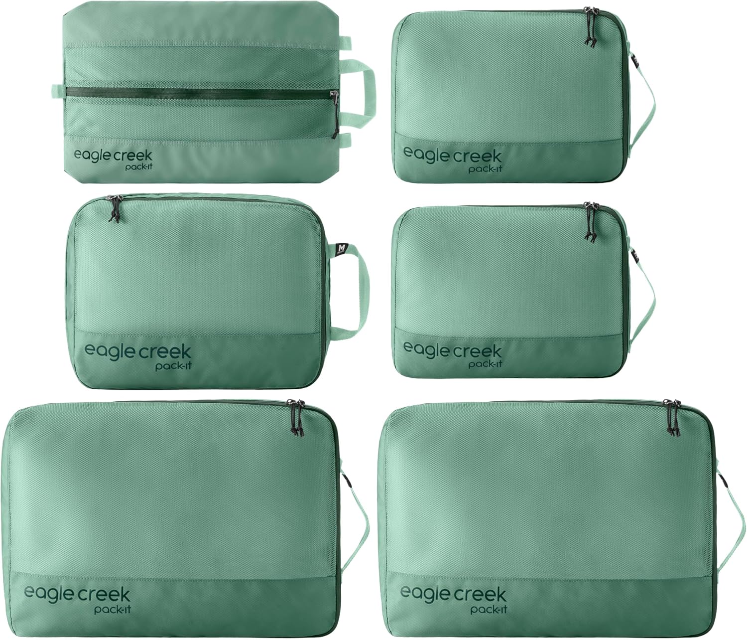 Eagle Creek Pack-It Reveal Extended Stay Set - Compression Travel Packing Cubes Set - Eco-Friendly - Quick-Drying, Water-Resistant Fabric - Pack of 6 - Mandarin