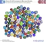 100 Brosses en verre assorties pour la fabrication de bijoux adultes, Perles en verre en vrac pour l'artisanat, Lampwork Murano Perle Mix pour bracelets et colliers, Kit de fournitures de perles d'artisanat & Petites perles