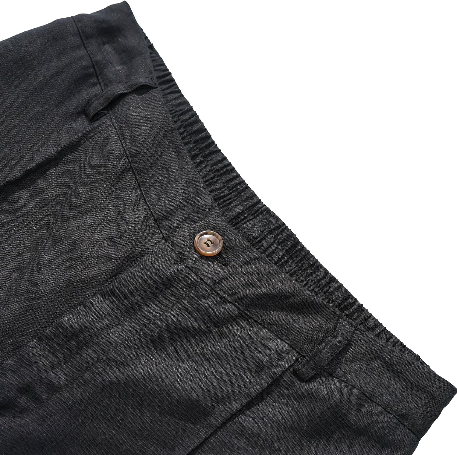 Amazhiyu Women's 100% Linen Summer High-Rise Effortless Pintuck Ankle Pants Black, Medium - Image 3