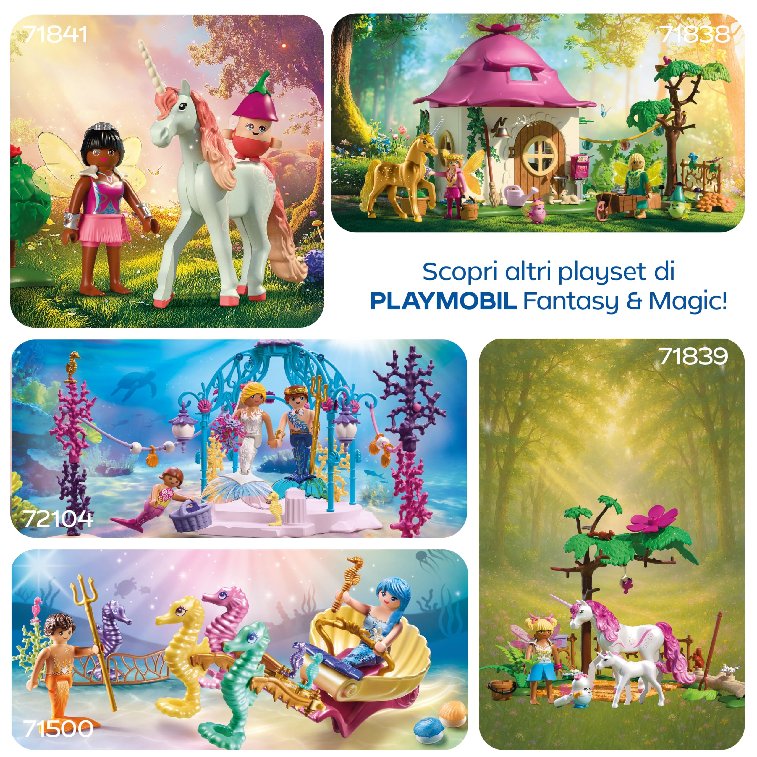 PLAYMOBIL | Fantasia e magia | Borsa a forma di conchiglia – sirene | Borsa portatile con 2 sirene | Giocattolo per bambini dai 4 anni in su | 72105