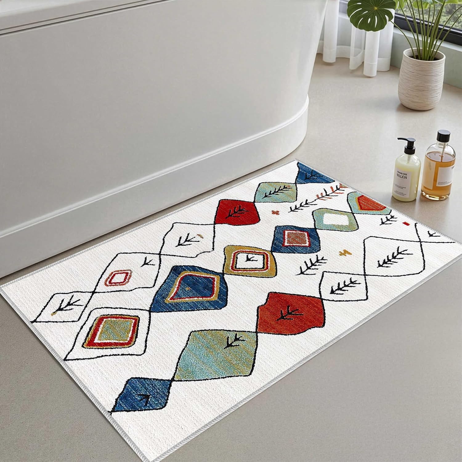Monnhein 2'li Set Banyo Paspası, Yumuşak Banyo Halısı, Kaymaz Dot Tabanlı, Su Emici, Makinede Yıkanabilir - 50x60-60x100 cm