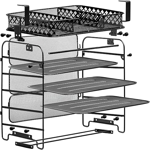 Miniatura 6 de Organizador de archivos de 5 niveles debajo del escritorio, organizador de archivos colgante con abrazadera, diseño de ahorro de espacio para